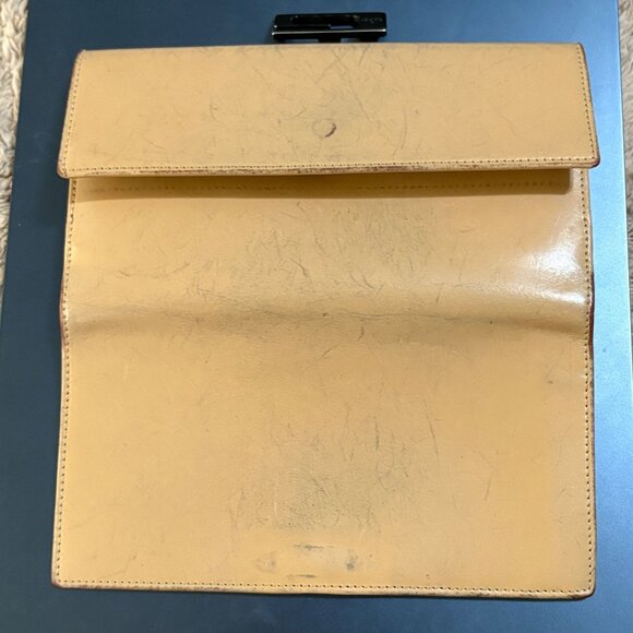 Gucci Vintage 90s Tom Ford Continental Wallet Beige Trifold Leather G Clasp - Picture 3 of 16